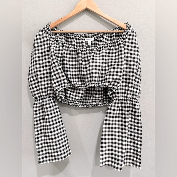 TOPSHOP Off Shoulder Gingham Crop Top (12) - Picture 3 of 12